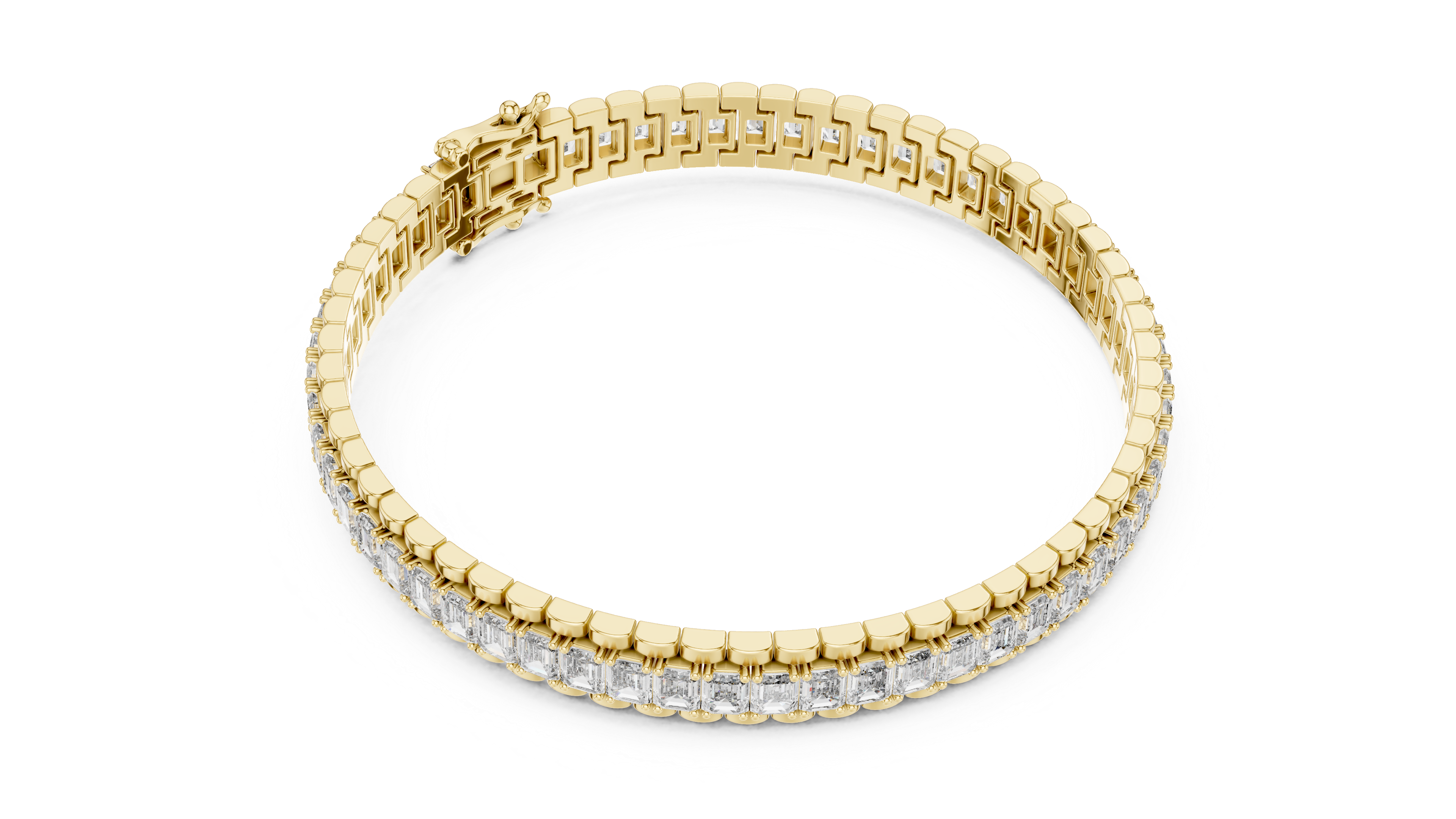 Channel Set Emerald-Cut Diamond Bracelet 