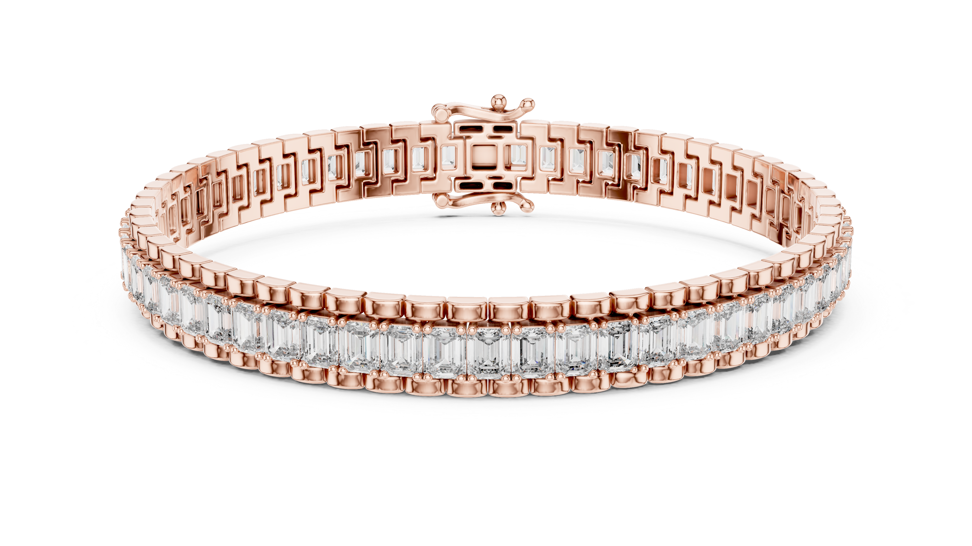 Channel Set Emerald-Cut Diamond Bracelet 