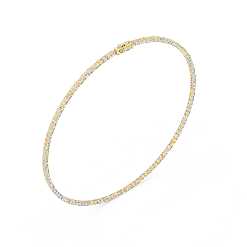 Double Row Round Cut Diamond Tennis Necklace 