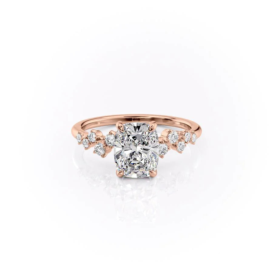Radiant Cut Diamond Ring with Round Side Accents 