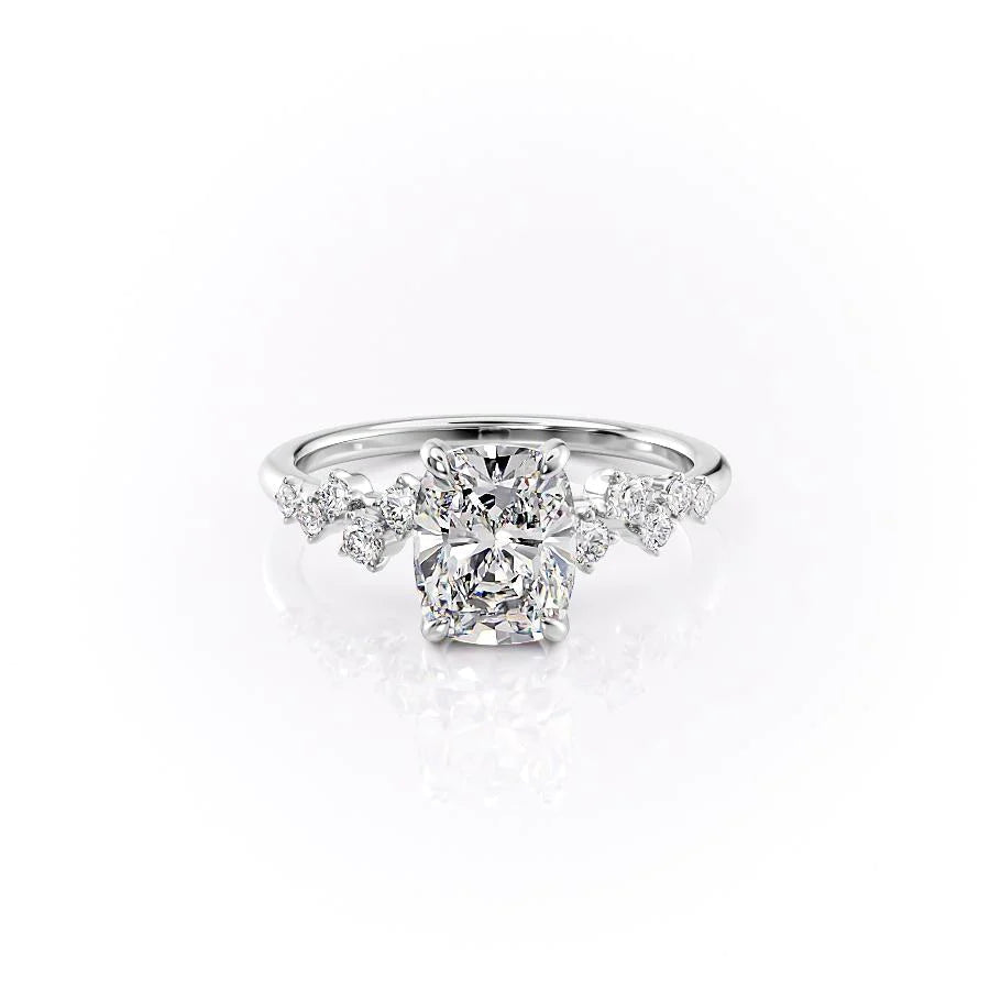 Radiant Cut Diamond Ring with Round Side Accents 