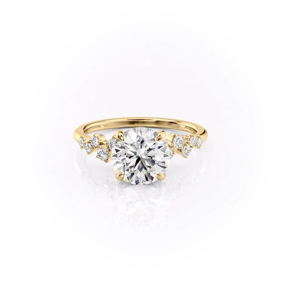 Round Brilliant Diamond Engagement Ring with Side Accents 