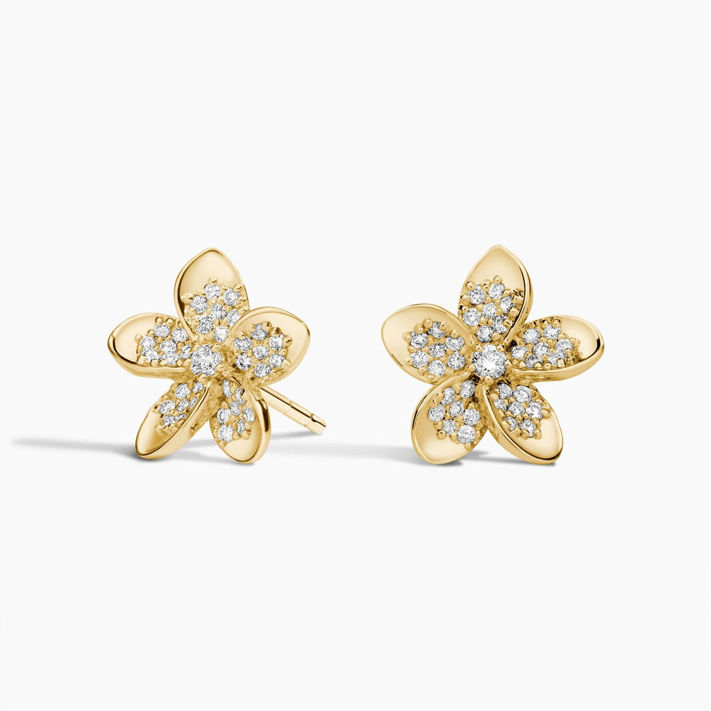 Blooming Radiance Diamond Flower Earrings in 14K Gold venfora
