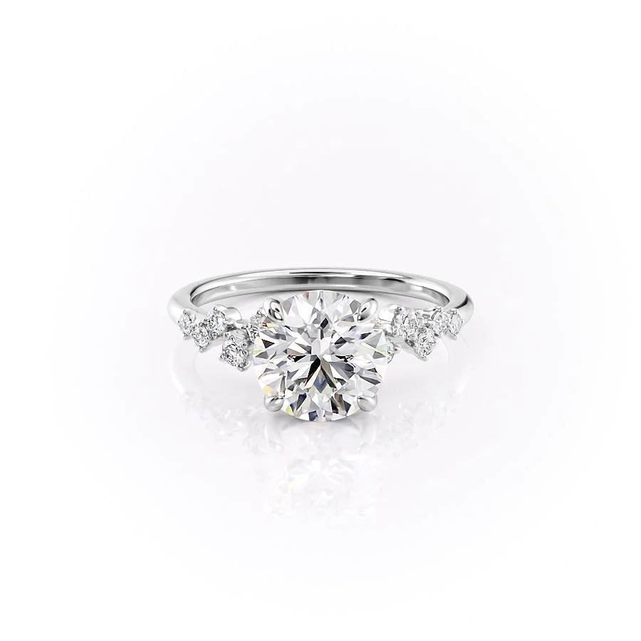 Round Brilliant Diamond Engagement Ring with Side Accents 