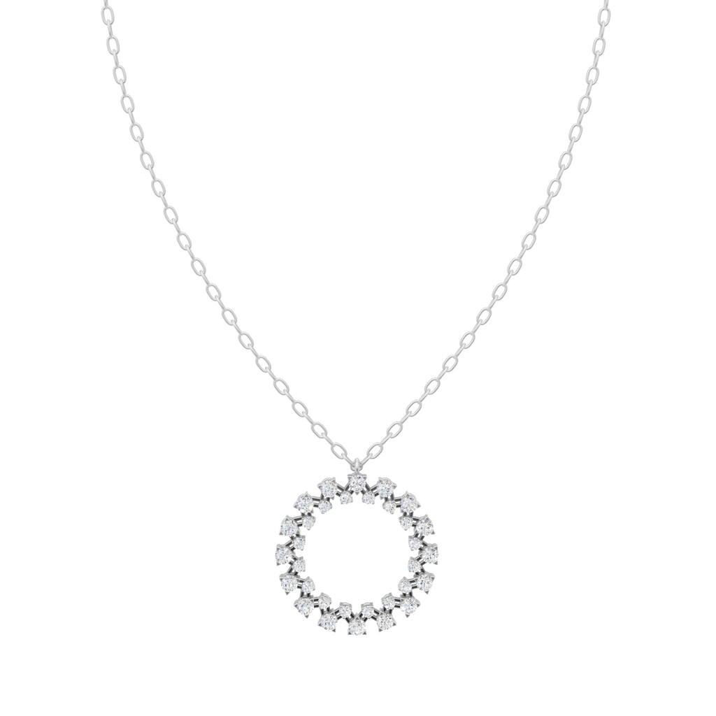 Timeless Diamond Halo Circle Pendant Chain VENFORA