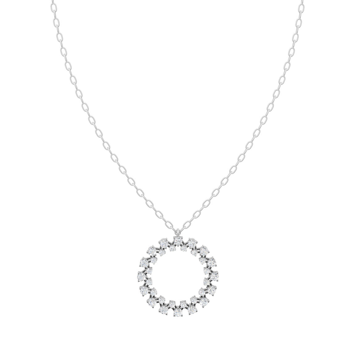 Timeless Diamond Halo Circle Pendant Chain VENFORA
