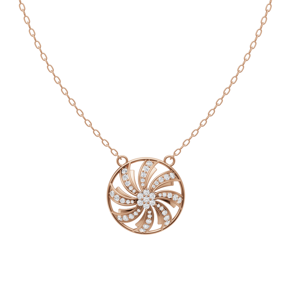 Elegant Swirl Bloom Diamond Pendant Chain VENFORA