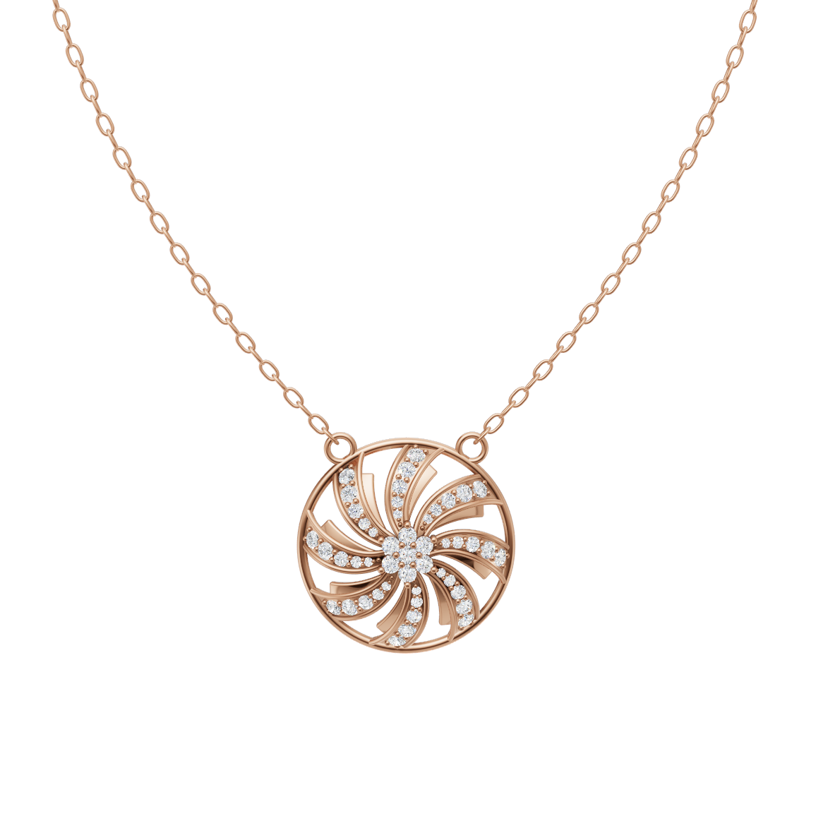 Elegant Swirl Bloom Diamond Pendant Chain VENFORA