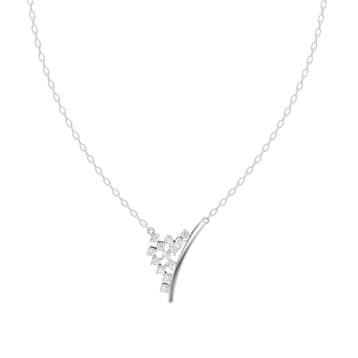 Elegant Curved Cluster Diamond Pendant Chain VENFORA