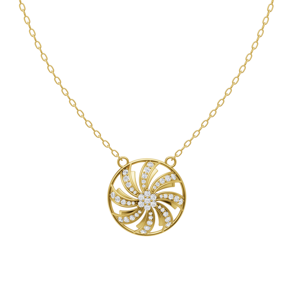 Elegant Swirl Bloom Diamond Pendant Chain VENFORA