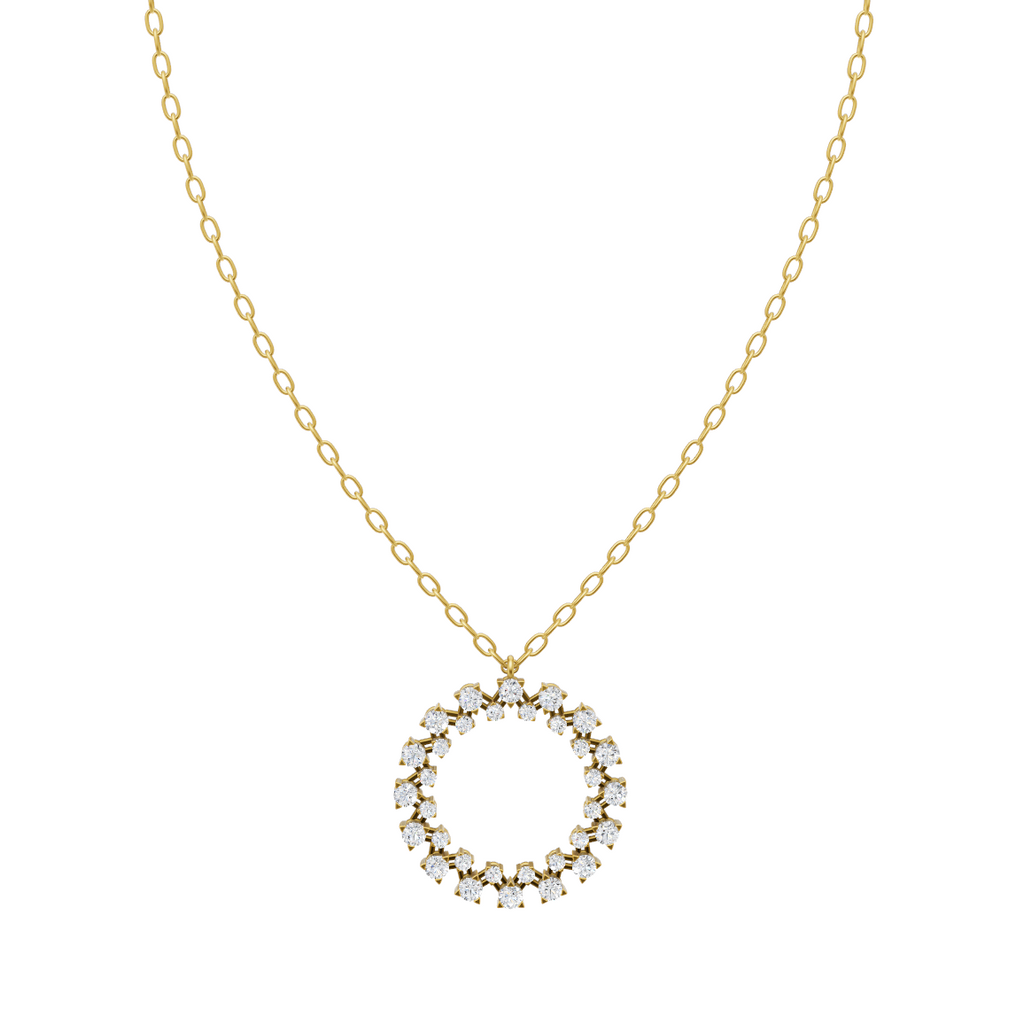 Timeless Diamond Halo Circle Pendant Chain VENFORA