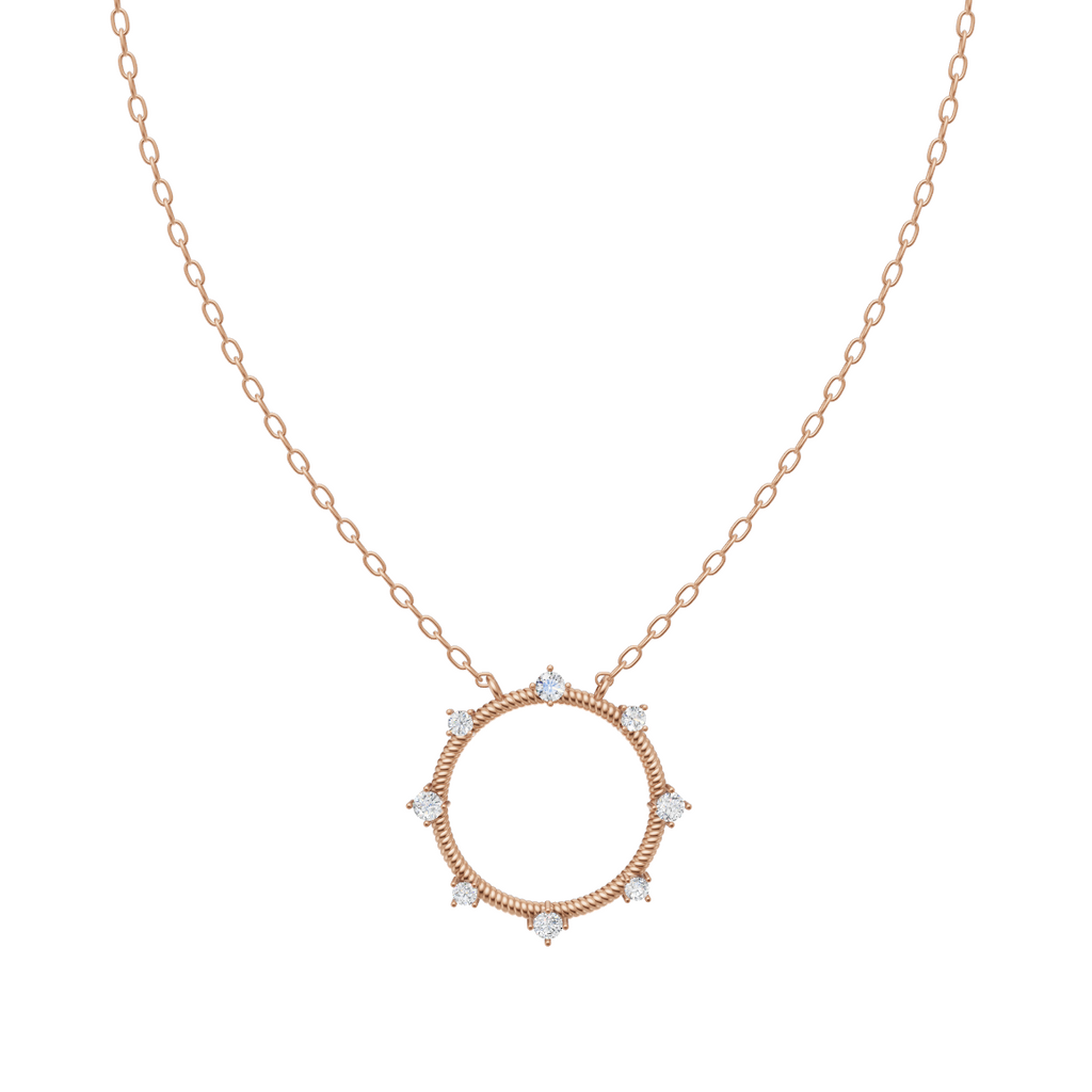 Elegant Celestial Circle Diamond Pendant Chain VENFORA