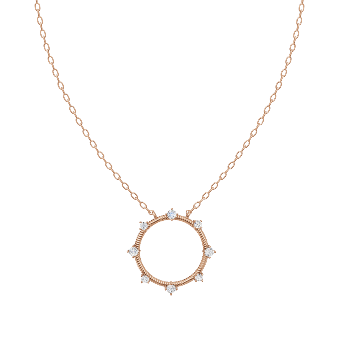 Elegant Celestial Circle Diamond Pendant Chain VENFORA