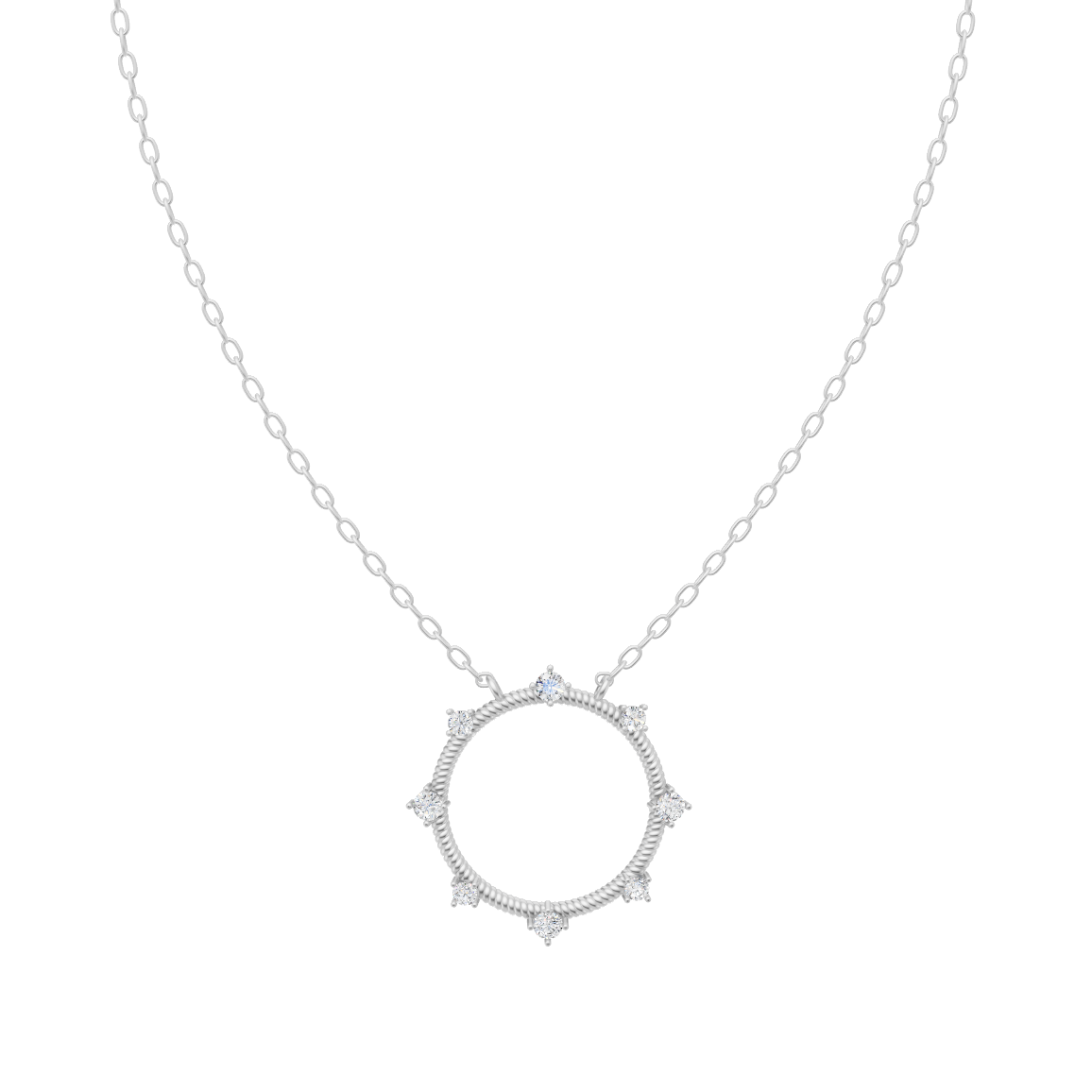 Elegant Celestial Circle Diamond Pendant Chain VENFORA