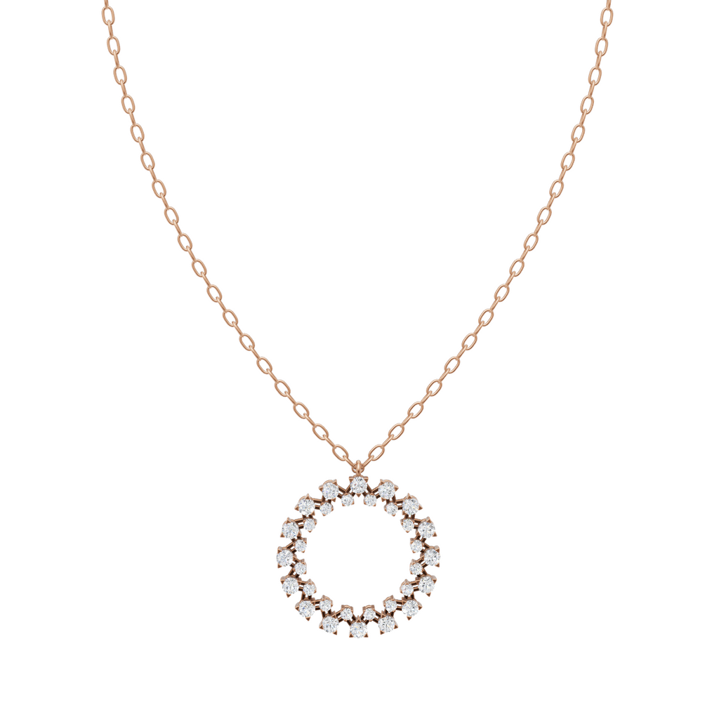 Timeless Diamond Halo Circle Pendant Chain VENFORA