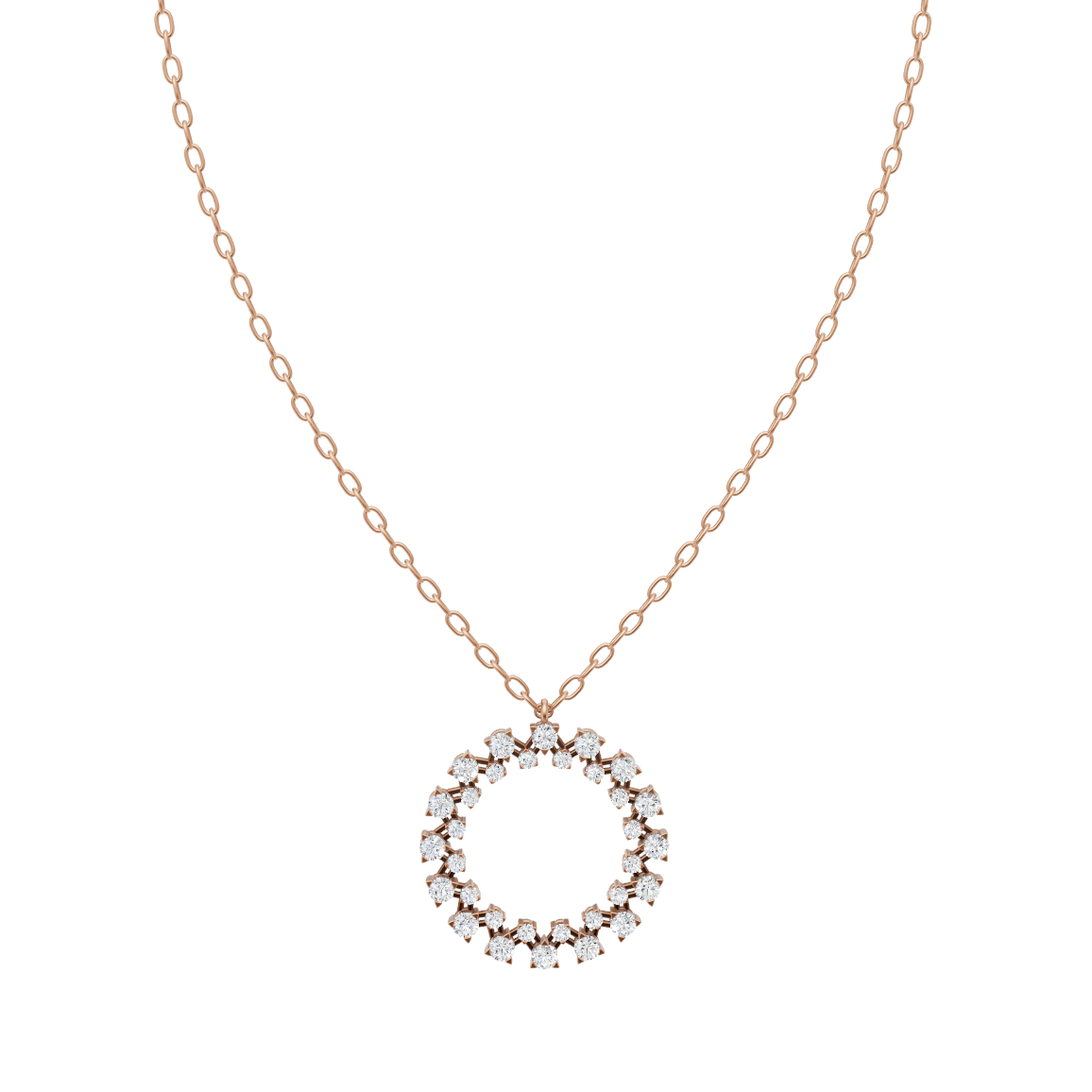 Timeless Diamond Halo Circle Pendant Chain VENFORA