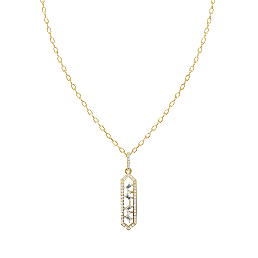 Luxury Vertical Bar Diamond Pendant Chain VENFORA