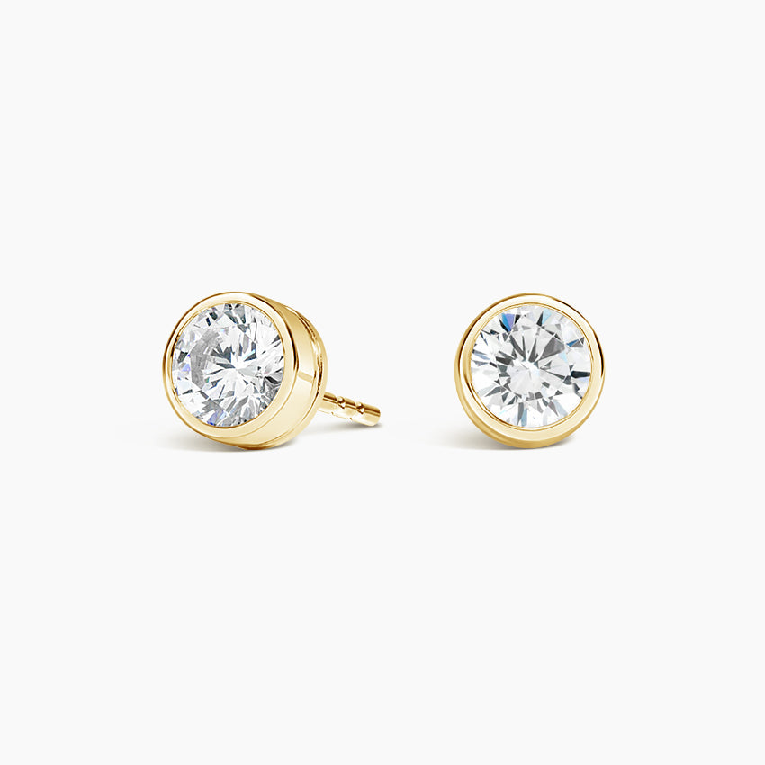 Round Cut Lab Grown Diamond Bezel Stud Earrings My Store