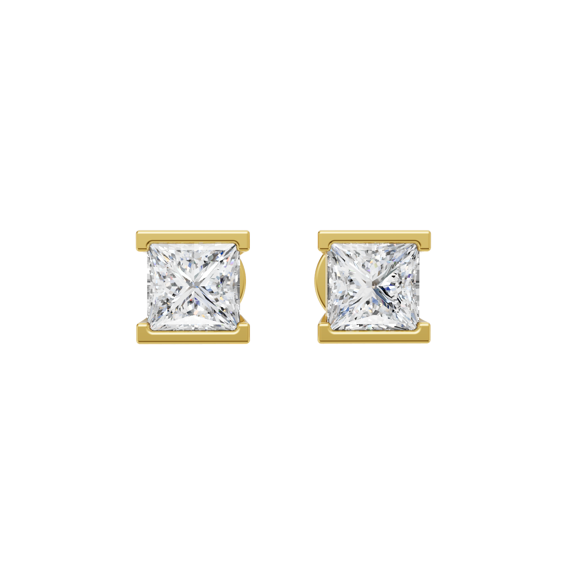 Princess Cut Lab Grown Diamond Stud Earrings VENFORA