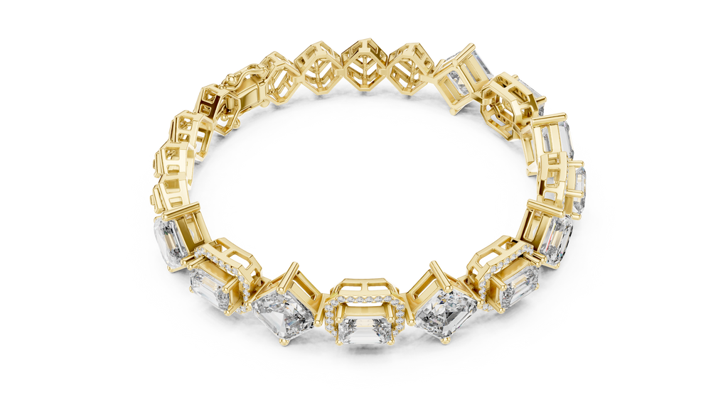 Emerald & Asscher Cut Diamond Bracelet