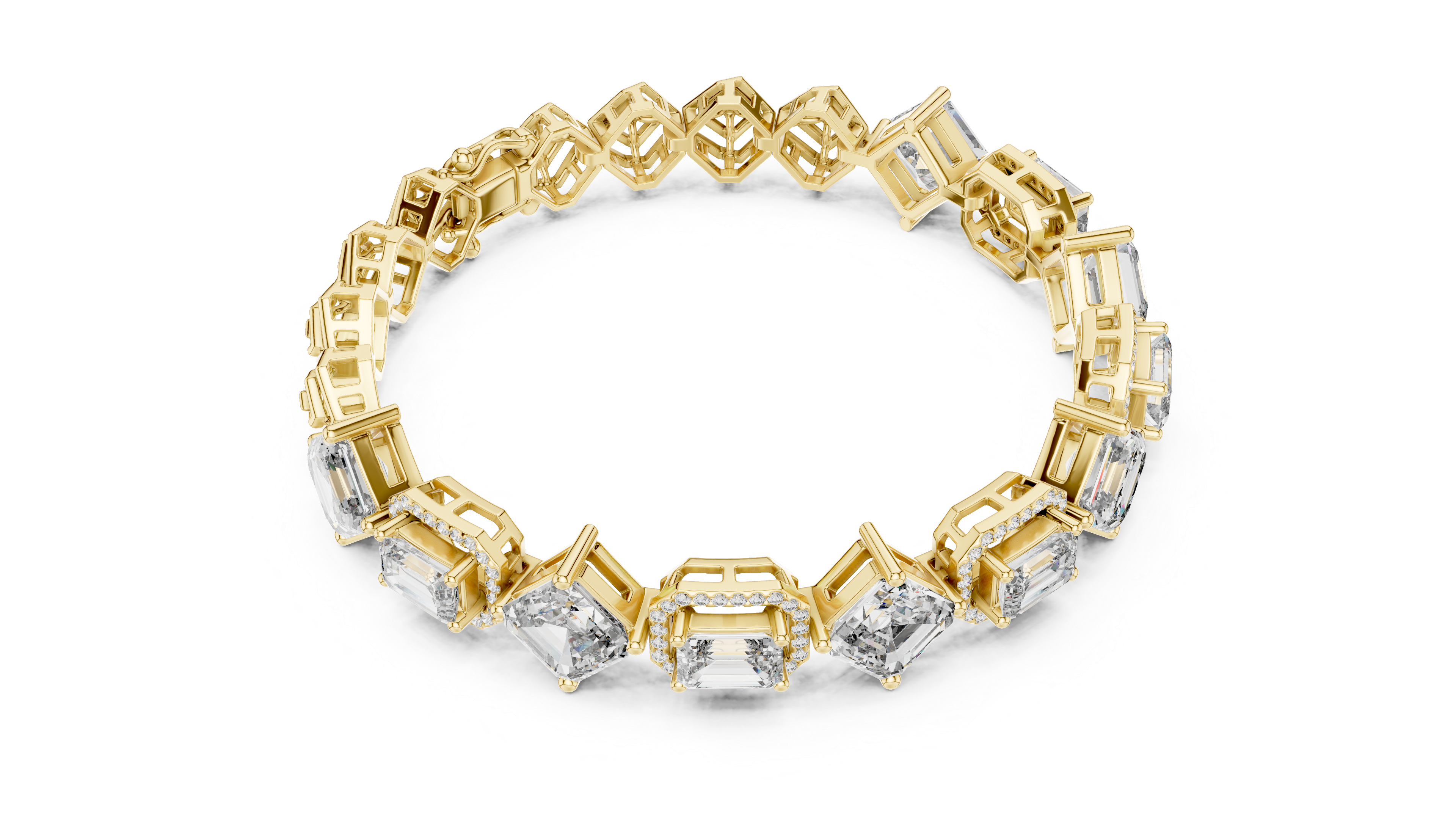 Emerald & Asscher Cut Diamond Bracelet