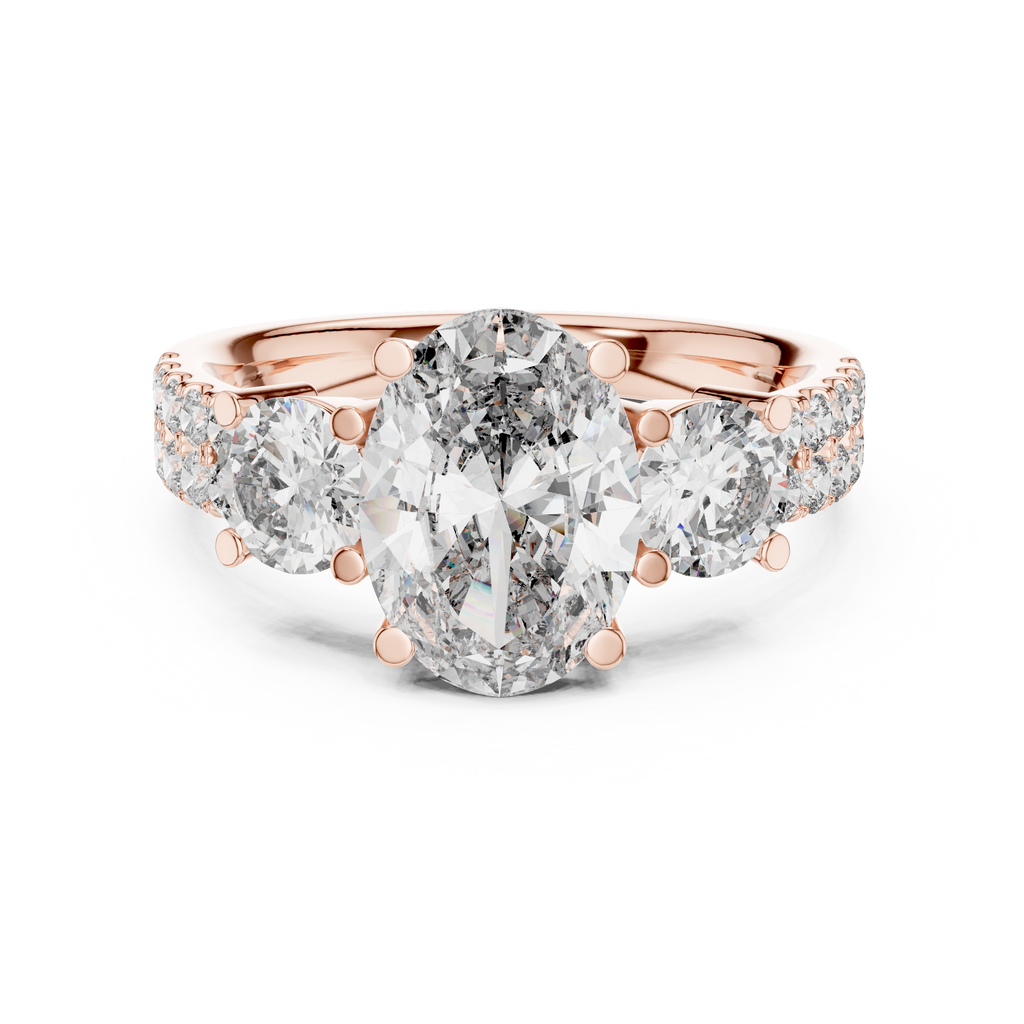 Oval Cut Three-Stone Diamond Ring My Store