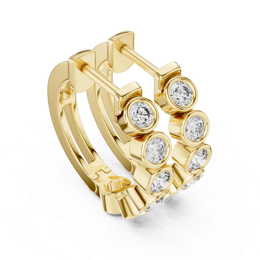 Bezel Set Diamond Hoop Earrings in 18K Gold 