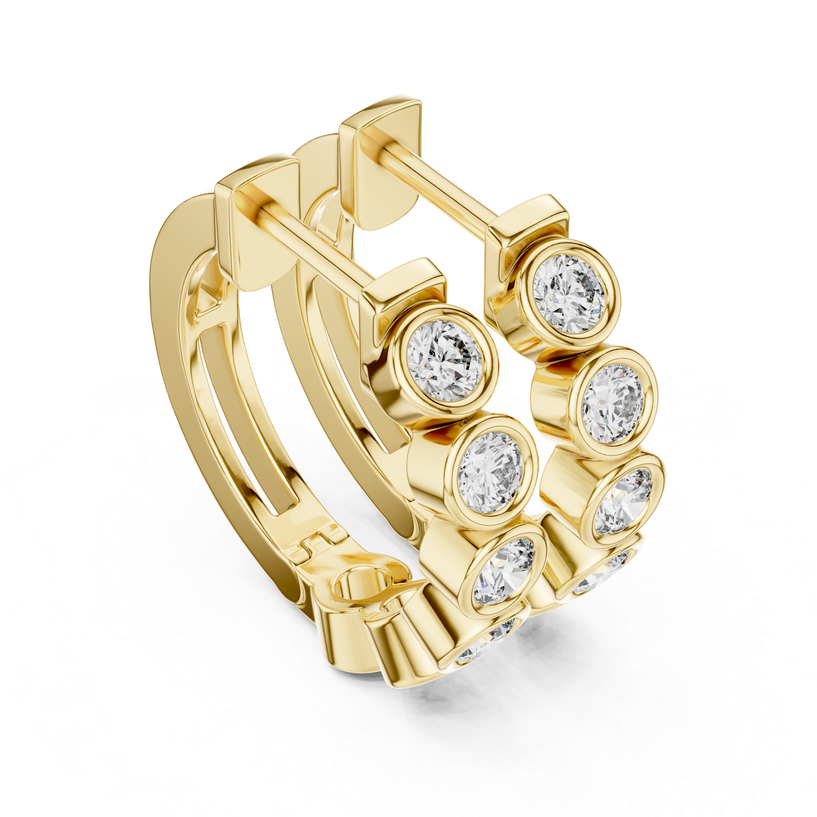 Bezel Set Diamond Hoop Earrings in 18K Gold 