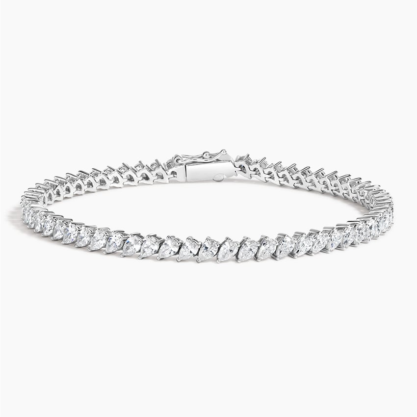 Classic Pear Lab Diamond Tennis Bracelet in 14K White Gold My Store