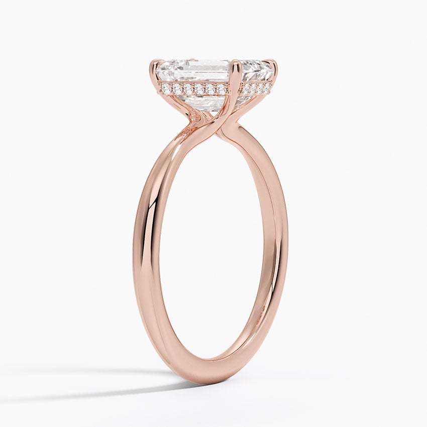 Emerald Cut Diamond Solitaire Engagement Ring 