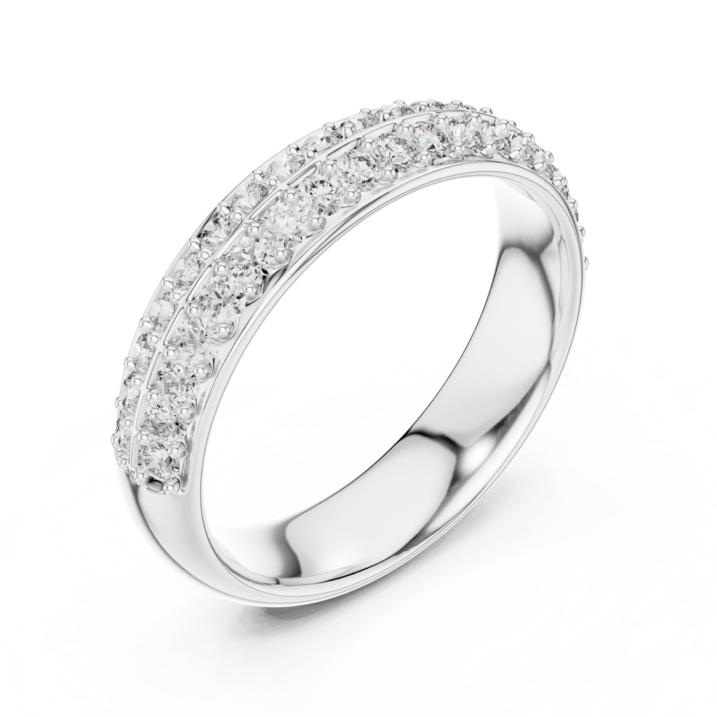 Double Row Diamond Eternity Band in 18K Yellow Gold 