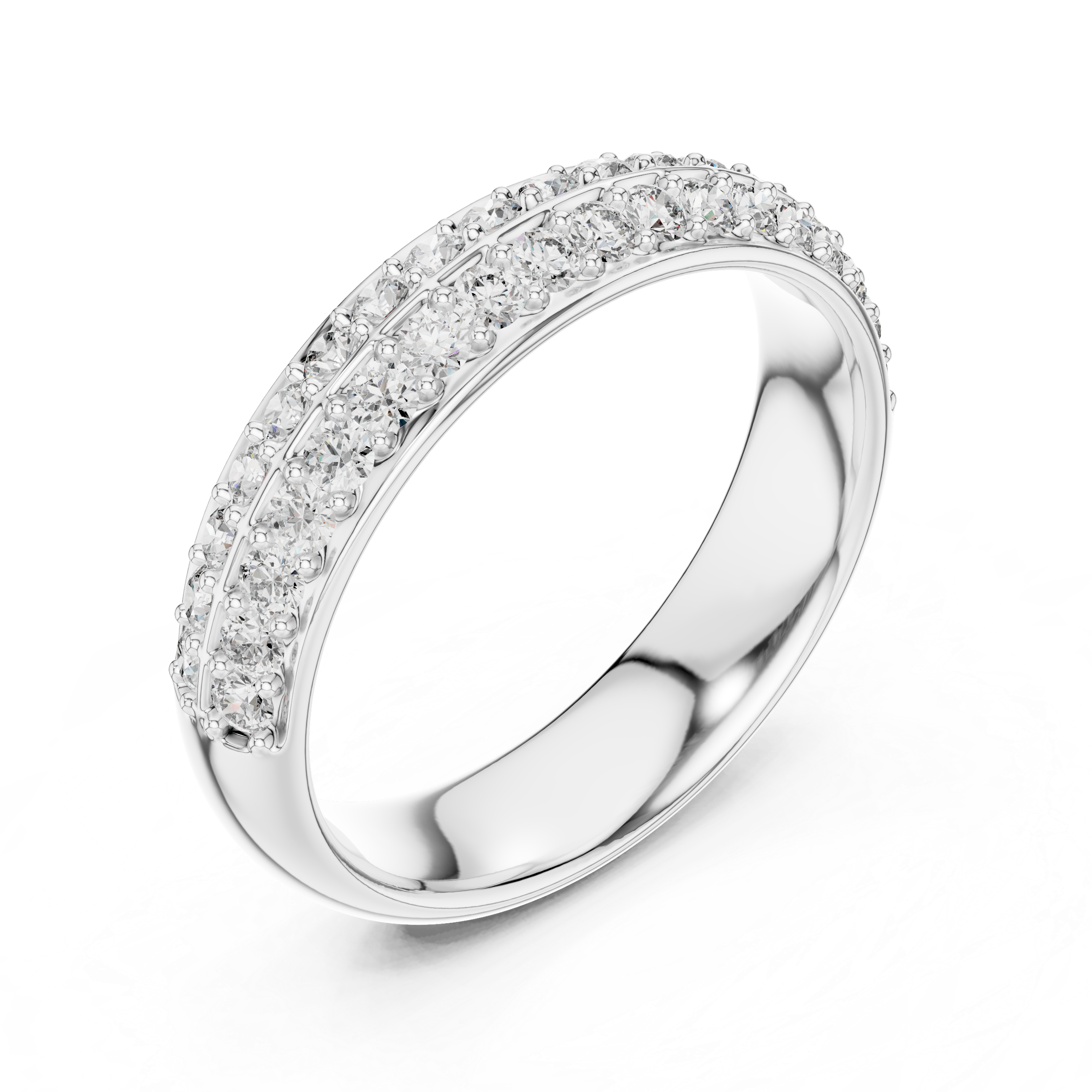 Double Row Diamond Eternity Band in 18K Yellow Gold 