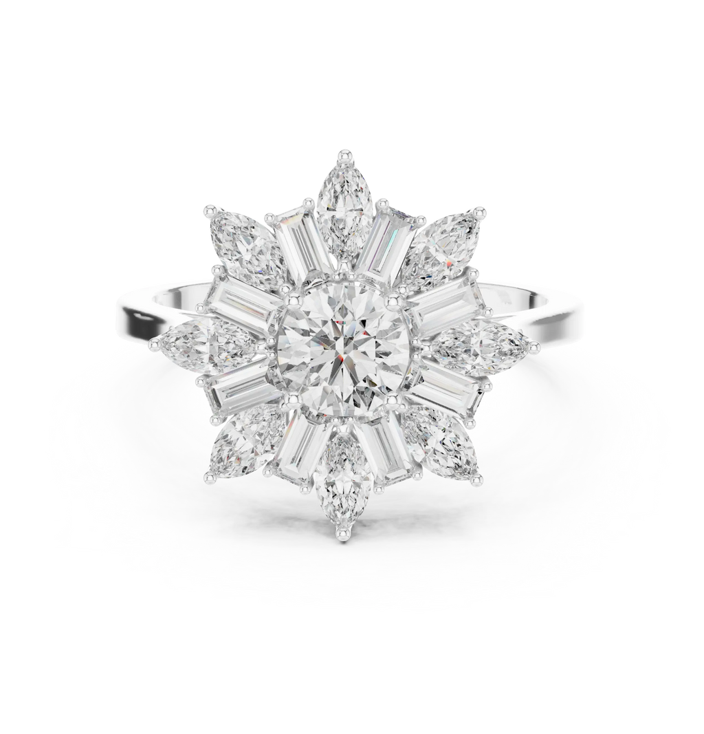 Sunburst Majesty Diamond Cocktail Ring – Golden Brilliance 