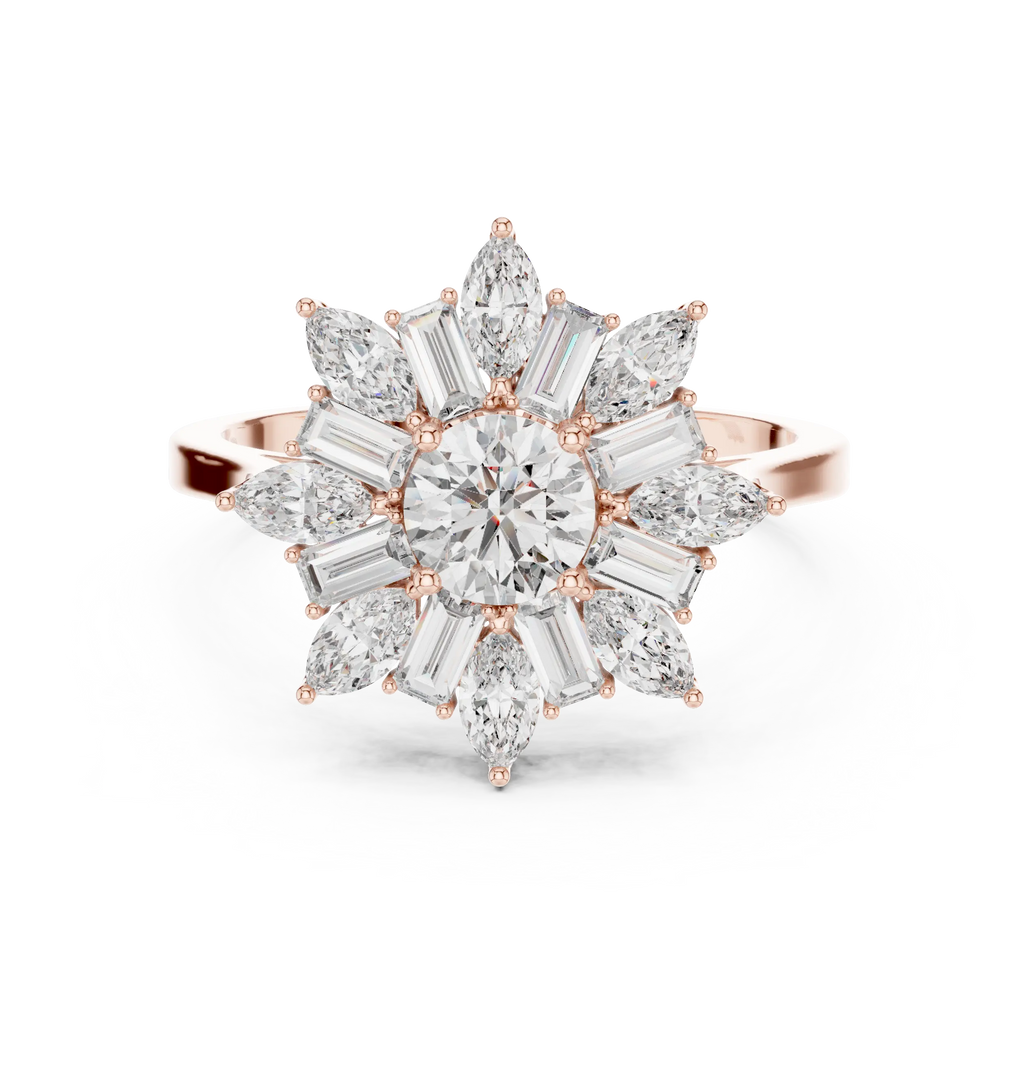 Sunburst Majesty Diamond Cocktail Ring – Golden Brilliance 