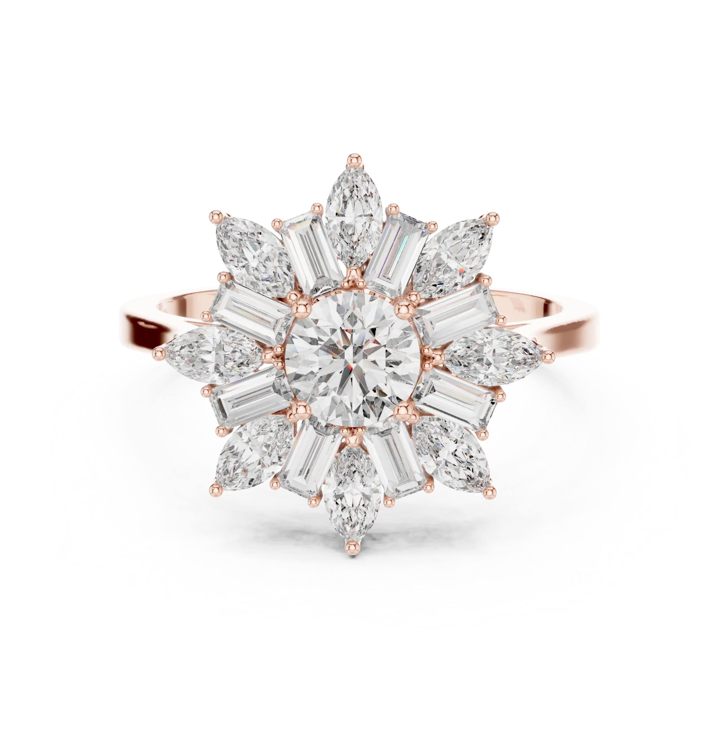 Sunburst Majesty Diamond Cocktail Ring – Golden Brilliance 
