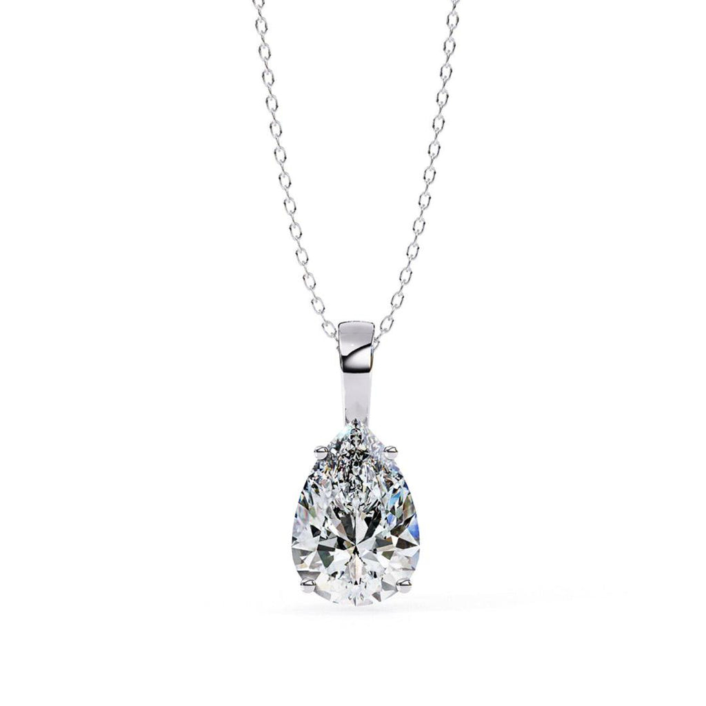 Pear Cut Solitaire Diamond Pendant Necklace