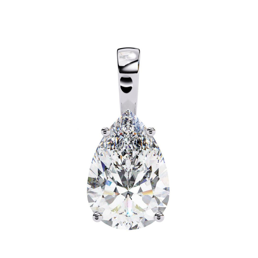 Pear Cut Solitaire Diamond Pendant Necklace
