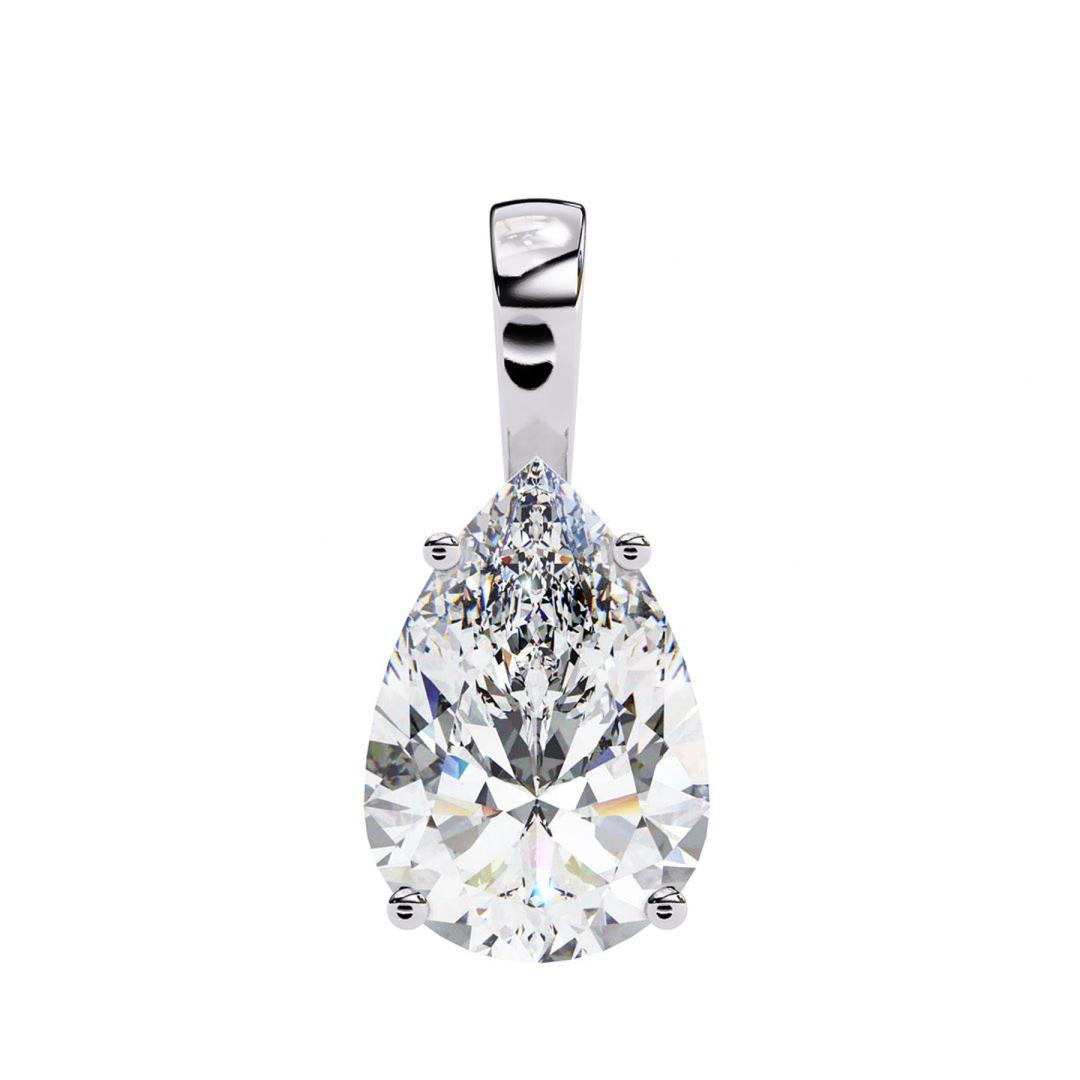 Pear Cut Solitaire Diamond Pendant Necklace